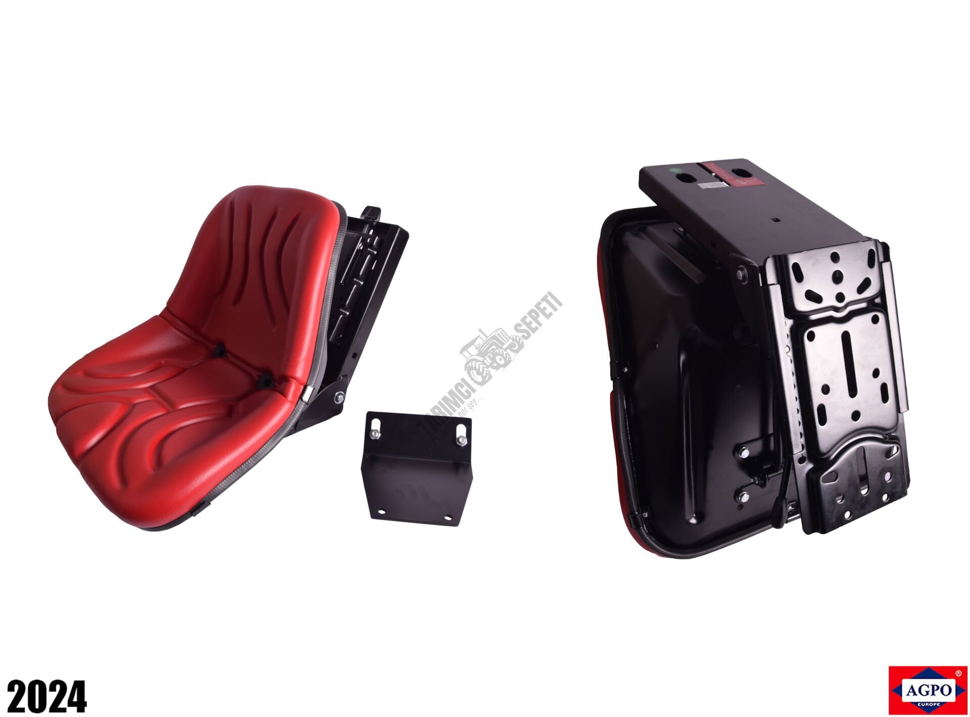 KOLTUK KOMPLE ÇANAK TİP SİYAH SAÇ KIRMIZI PVC