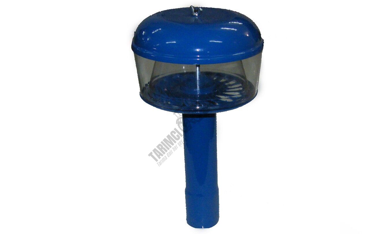 HAVA FİLTRE CAMLI BACA BORU BOYU 23CM MAVİ