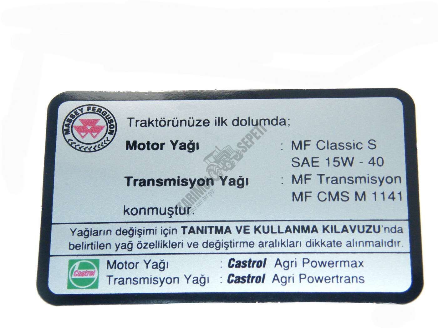 ETİKET (MOTOR YAĞ DOLUM İKAZ) BEYAZ