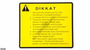 FİLTRE İKAZ ETİKETİ