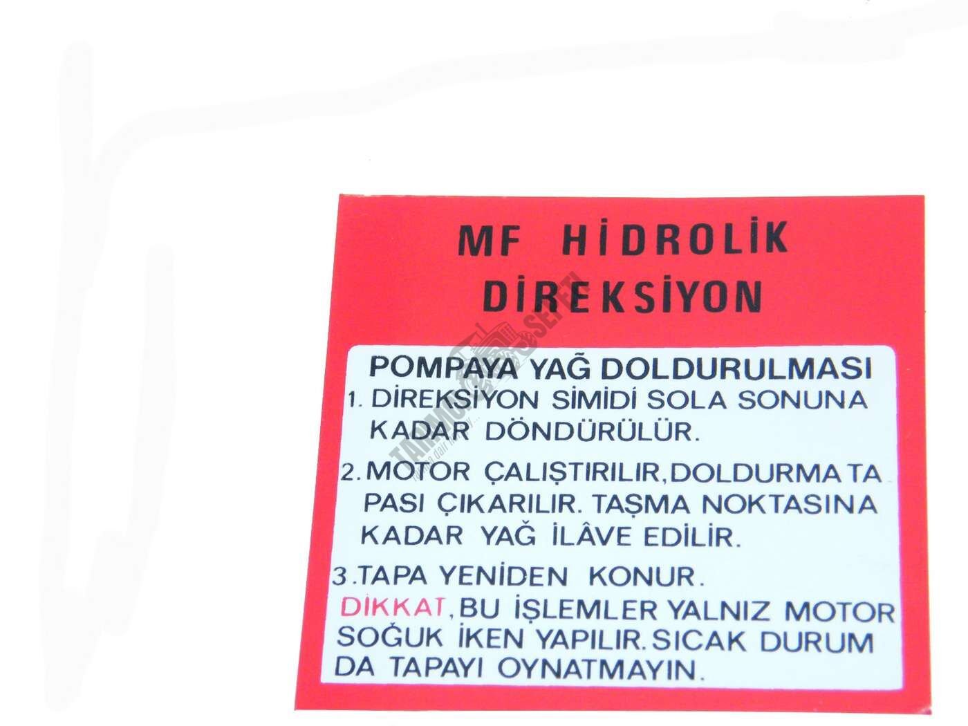 ETİKET (DİREKSİYON POMPA) BEYAZ