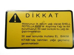 ETİKET (MOTOR YAĞ DOLUM İKAZ) SARI